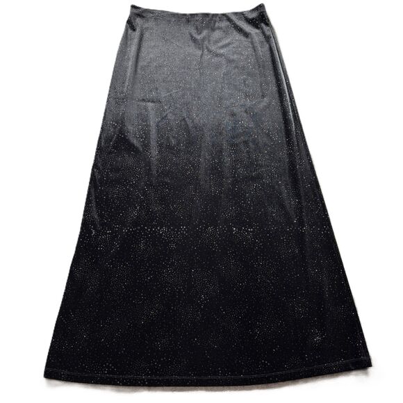 Ralph Ralph Lauren RRL Vintage Y2K 90 Maxi Skirt Velvet Black Sparkle Large I103 - Picture 1 of 7